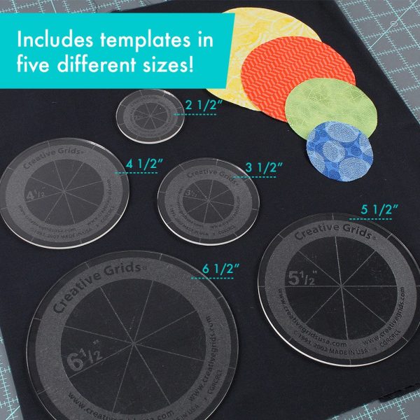 Creative Grids Quilt Ruler Circles (5 Discs with Grips) Quilt Ruler - CGRCRCL Cheap