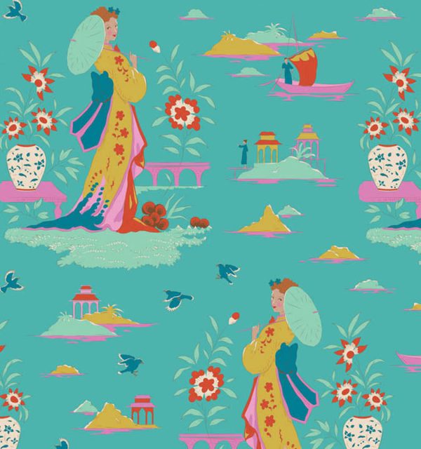 Bloomsville - Garden Vista in Turquoise - 100515 - Half Yard Cheap - Image 2