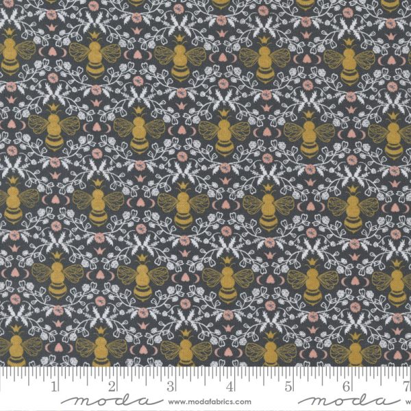 Midnight in the Garden - Honeybee Toile in Charcoal - 43124 13 - Half Yard Online - Image 2