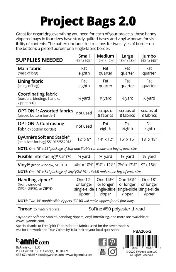 Project Bags 2.0 - Patterns by Annie - Paper Pattern - PBA206-2 Sale - Image 2
