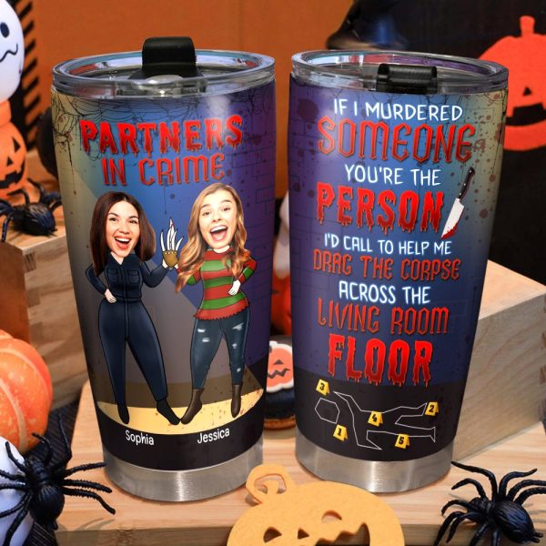 Custom Photo Gifts For Besties Tumbler, Horror Friends Partners In Crime 04naqn300724hh Hot on Sale