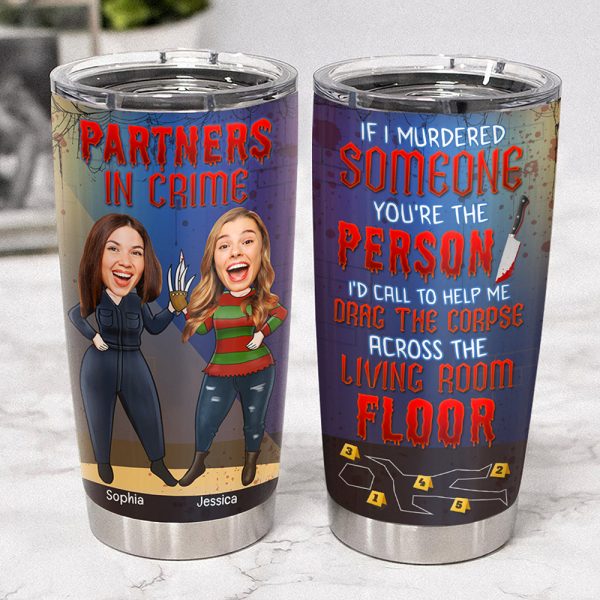Custom Photo Gifts For Besties Tumbler, Horror Friends Partners In Crime 04naqn300724hh Hot on Sale - Image 4