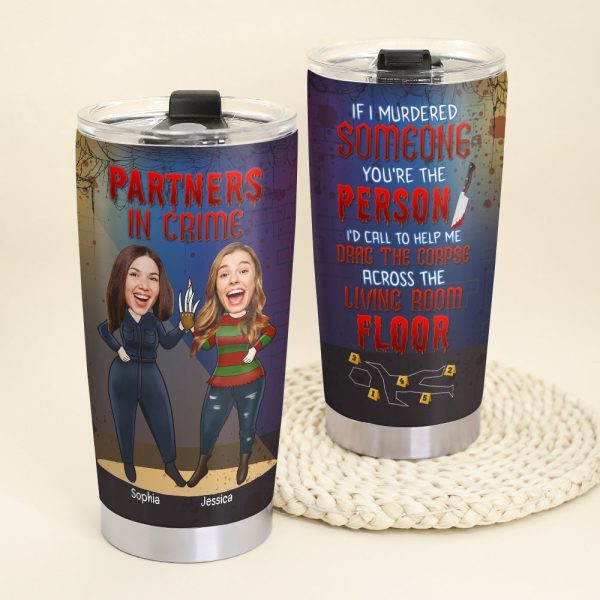 Custom Photo Gifts For Besties Tumbler, Horror Friends Partners In Crime 04naqn300724hh Hot on Sale - Image 2