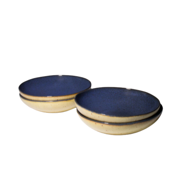 Terrafina Dark Blue Flower Seeds Pasta Soup Plate - Set of 4 on Sale - Image 3